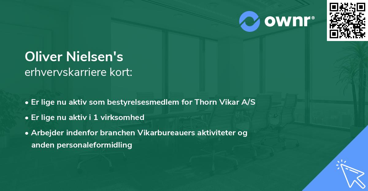 Oliver Nielsen's erhvervskarriere kort