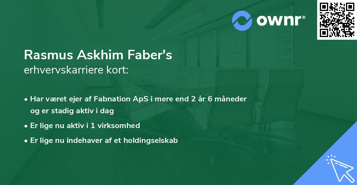 Rasmus Askhim Faber's erhvervskarriere kort