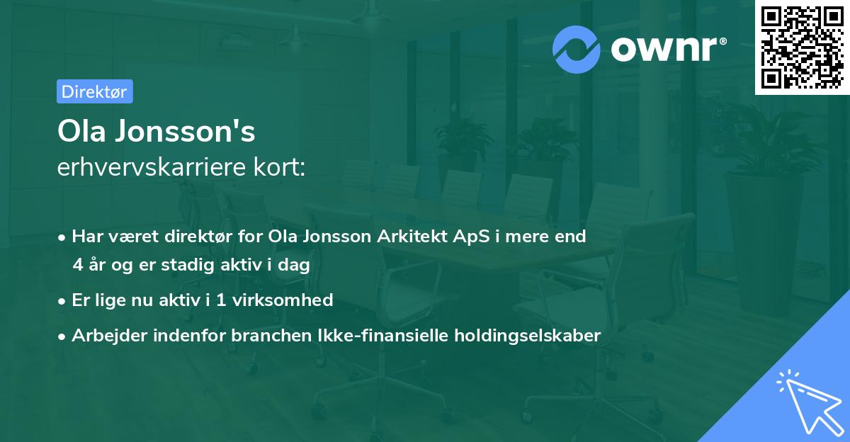 Ola Jonsson's erhvervskarriere kort