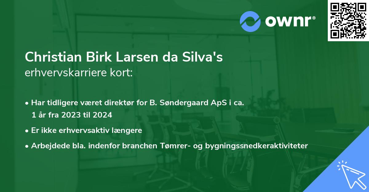 Christian Birk Larsen da Silva's erhvervskarriere kort