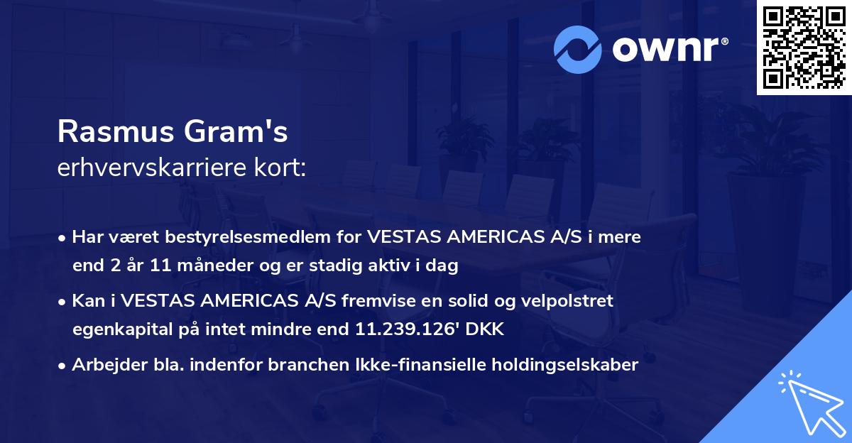 Rasmus Gram's erhvervskarriere kort