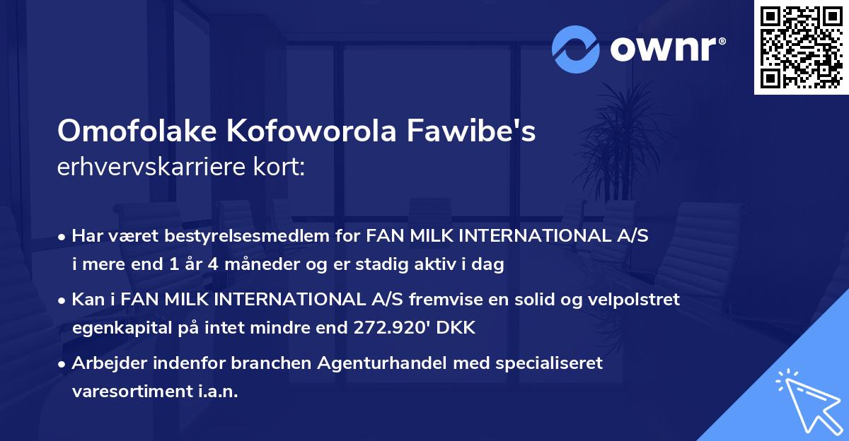 Omofolake Kofoworola Fawibe's erhvervskarriere kort