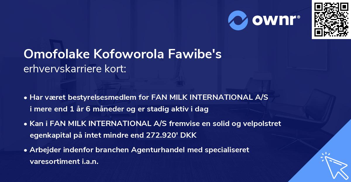 Omofolake Kofoworola Fawibe's erhvervskarriere kort