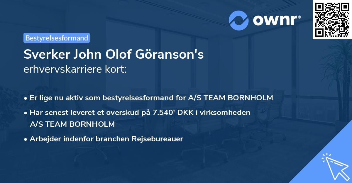 Sverker John Olof Göranson's erhvervskarriere kort