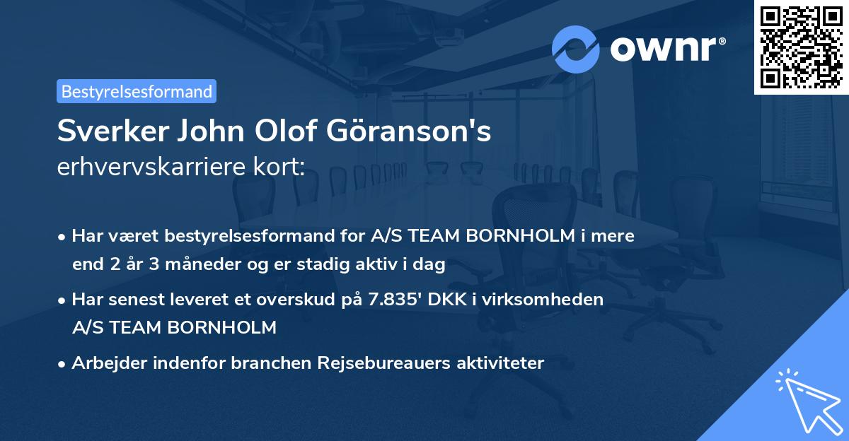 Sverker John Olof Göranson's erhvervskarriere kort