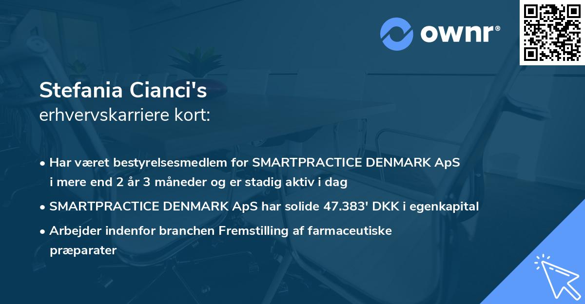 Stefania Cianci's erhvervskarriere kort