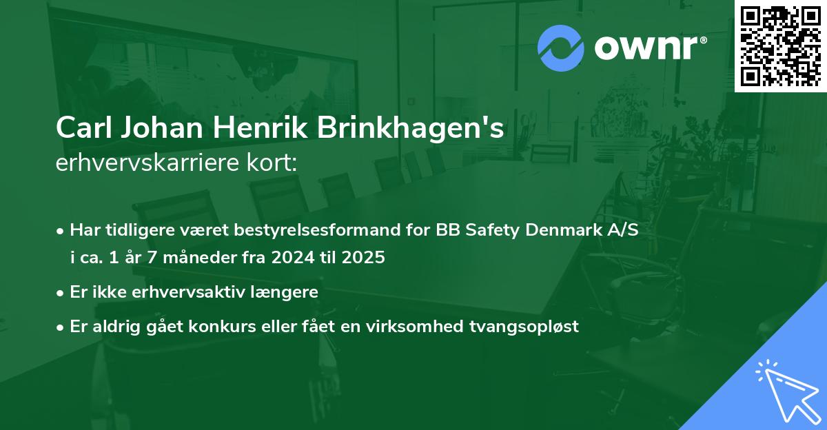 Carl Johan Henrik Brinkhagen's erhvervskarriere kort