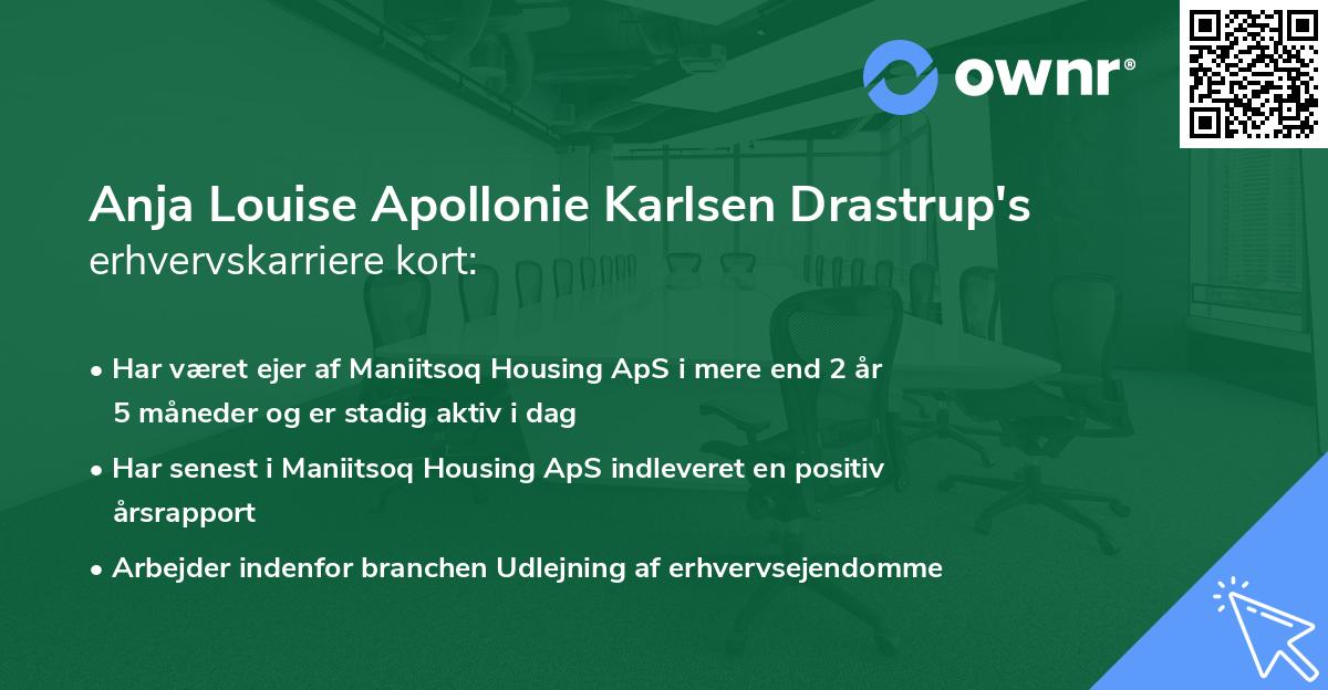 Anja Louise Apollonie Karlsen Drastrup's erhvervskarriere kort