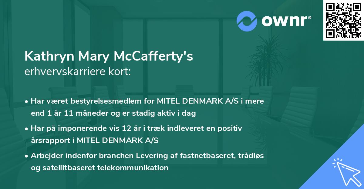 Kathryn Mary McCafferty's erhvervskarriere kort
