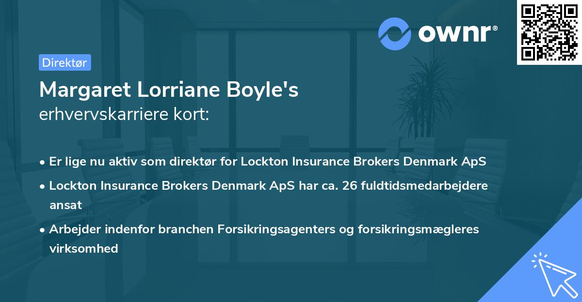 Margaret Lorriane Boyle's erhvervskarriere kort