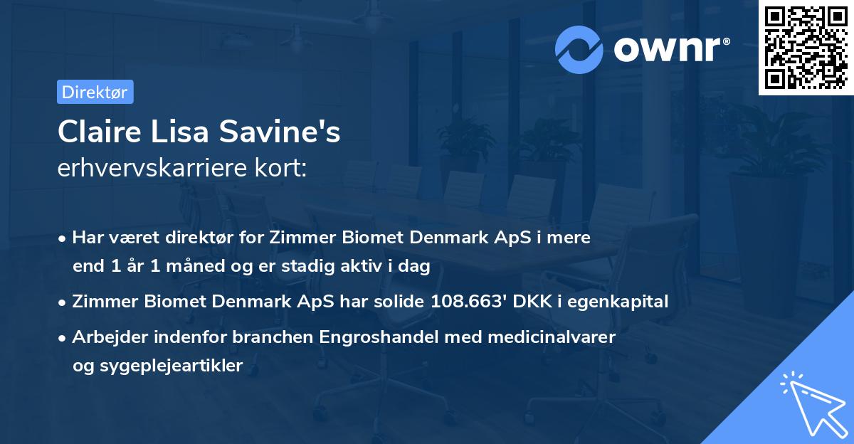 Claire Lisa Savine's erhvervskarriere kort