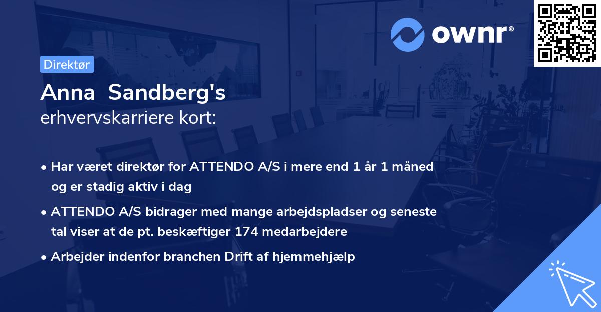 Anna  Sandberg's erhvervskarriere kort