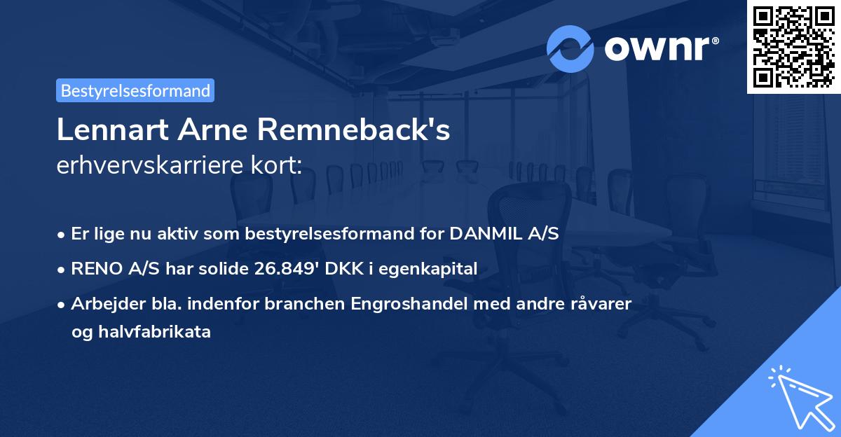 Lennart Arne Remneback's erhvervskarriere kort