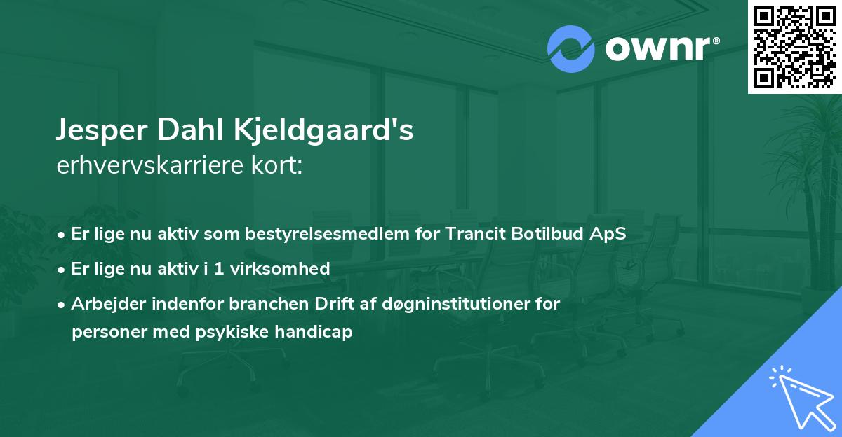 Jesper Dahl Kjeldgaard's erhvervskarriere kort