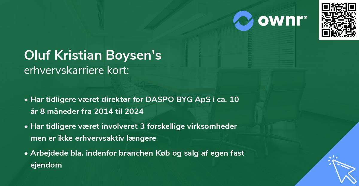 Oluf Kristian Boysen's erhvervskarriere kort