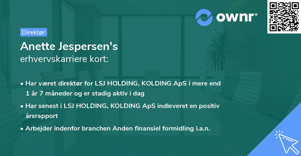 Anette Jespersen's erhvervskarriere kort