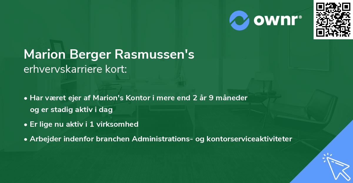 Marion Berger Rasmussen's erhvervskarriere kort