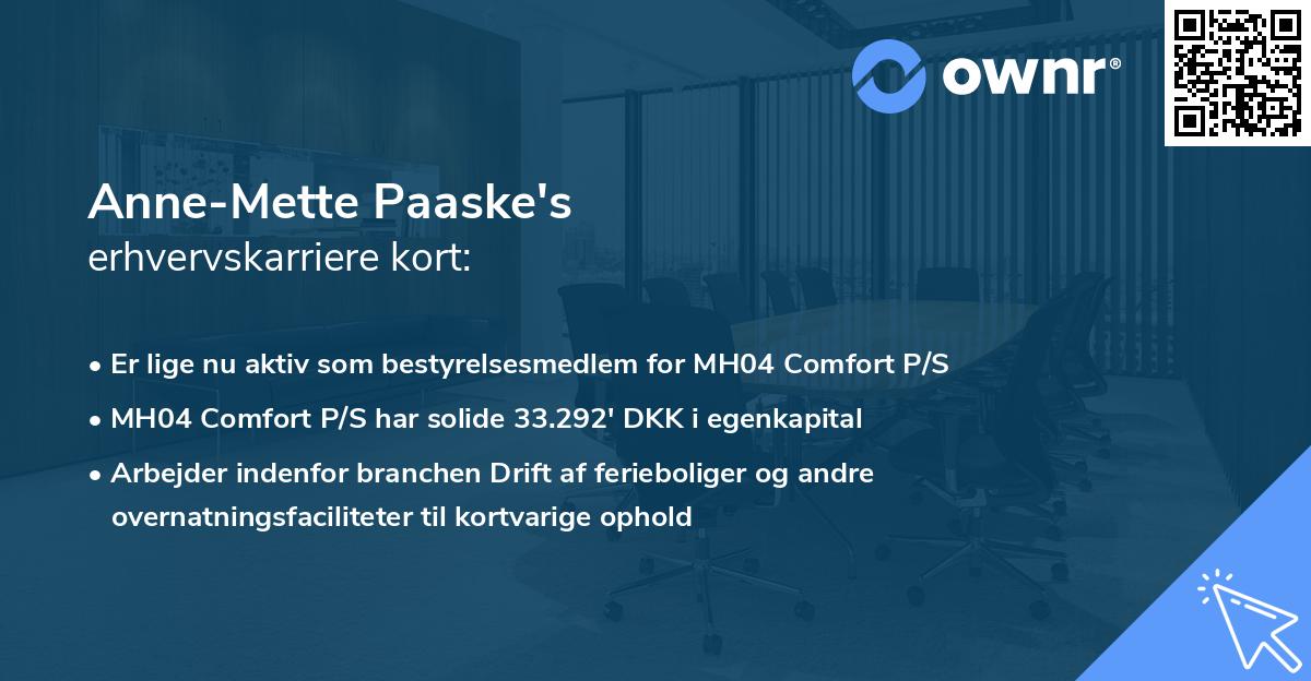 Anne-Mette Paaske's erhvervskarriere kort