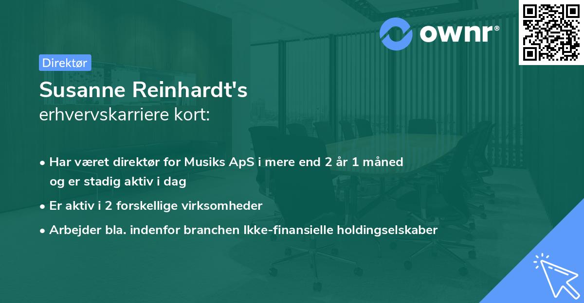 Susanne Reinhardt's erhvervskarriere kort