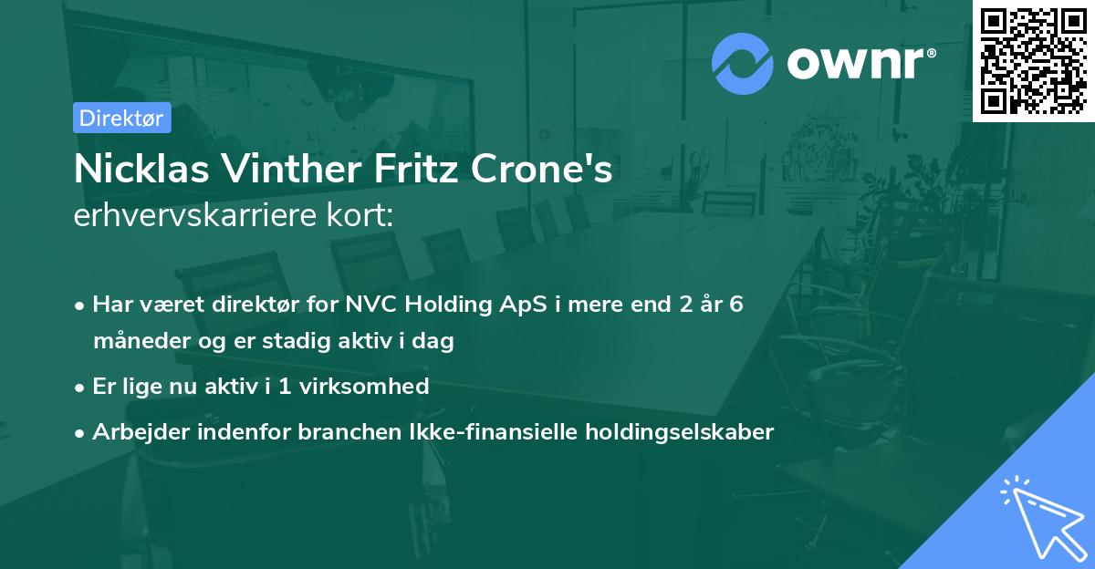Nicklas Vinther Fritz Crone's erhvervskarriere kort