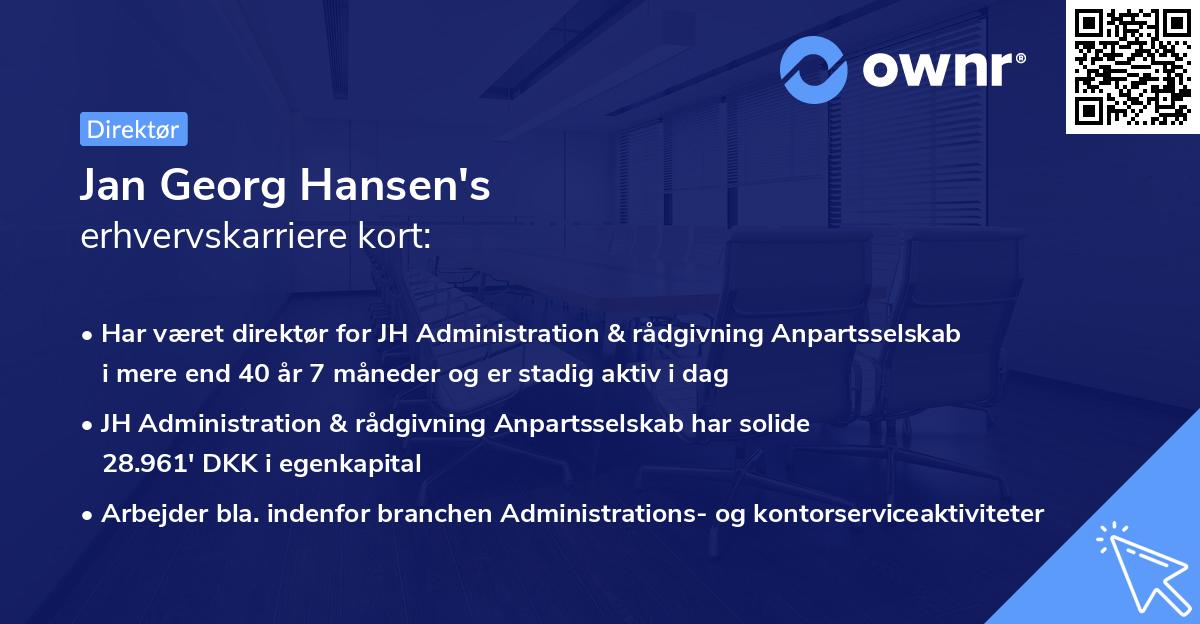 Jan Georg Hansen's erhvervskarriere kort