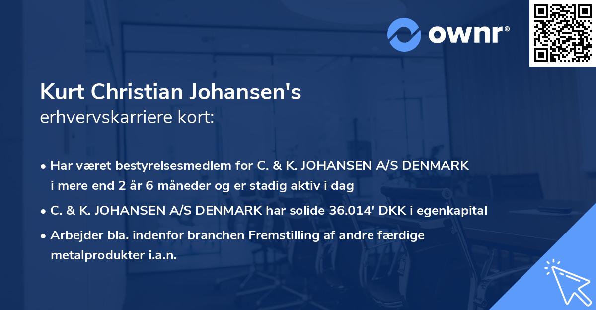 Kurt Christian Johansen's erhvervskarriere kort