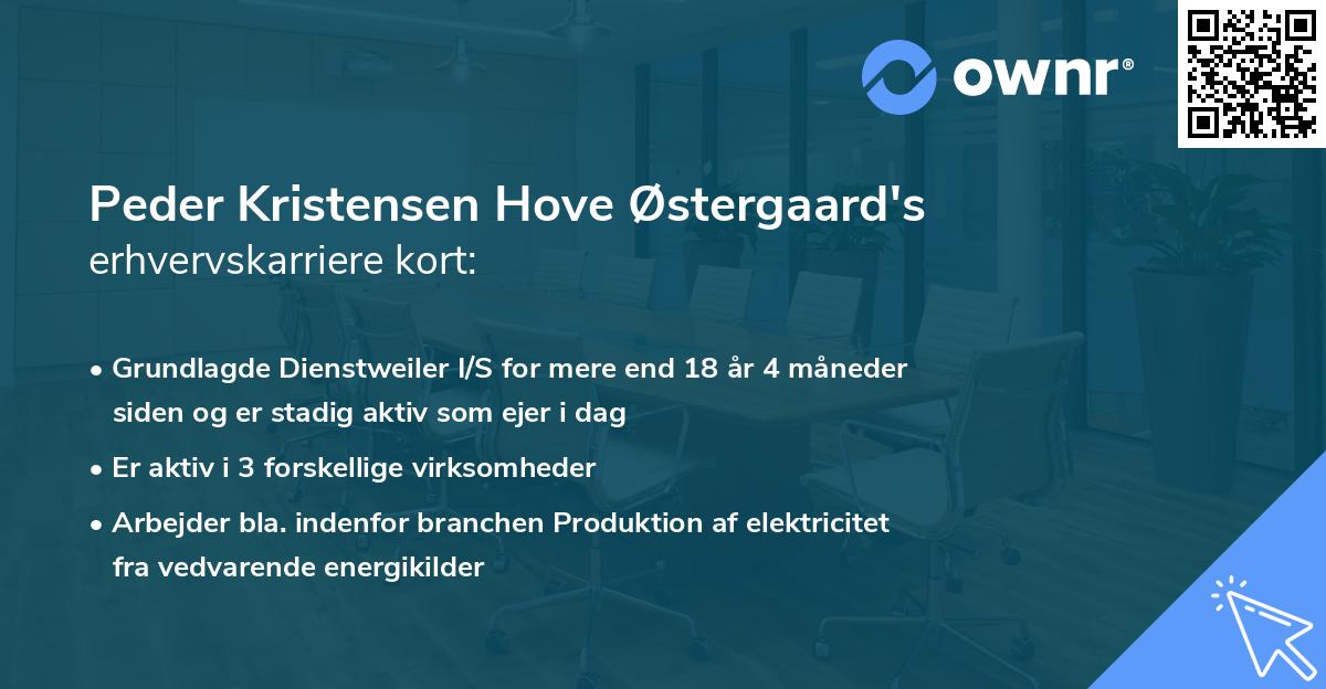 Peder Kristensen Hove Østergaard's erhvervskarriere kort
