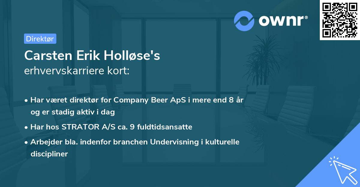 Carsten Erik Holløse's erhvervskarriere kort