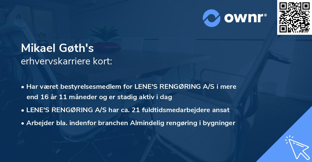 Mikael Gøth's erhvervskarriere kort