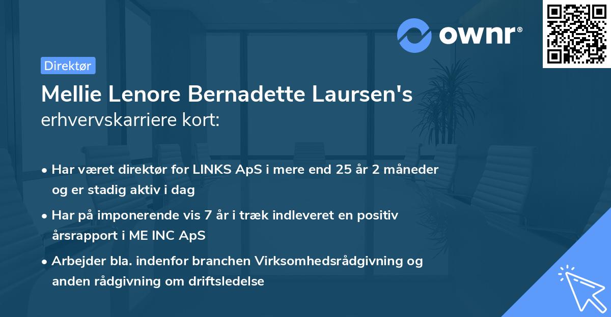 Mellie Lenore Bernadette Laursen's erhvervskarriere kort