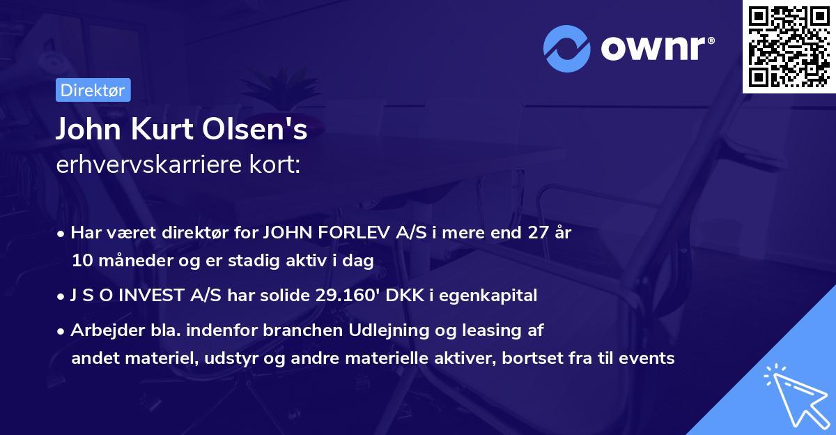 John Kurt Olsen's erhvervskarriere kort
