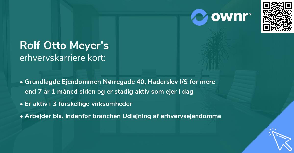 Rolf Otto Meyer's erhvervskarriere kort