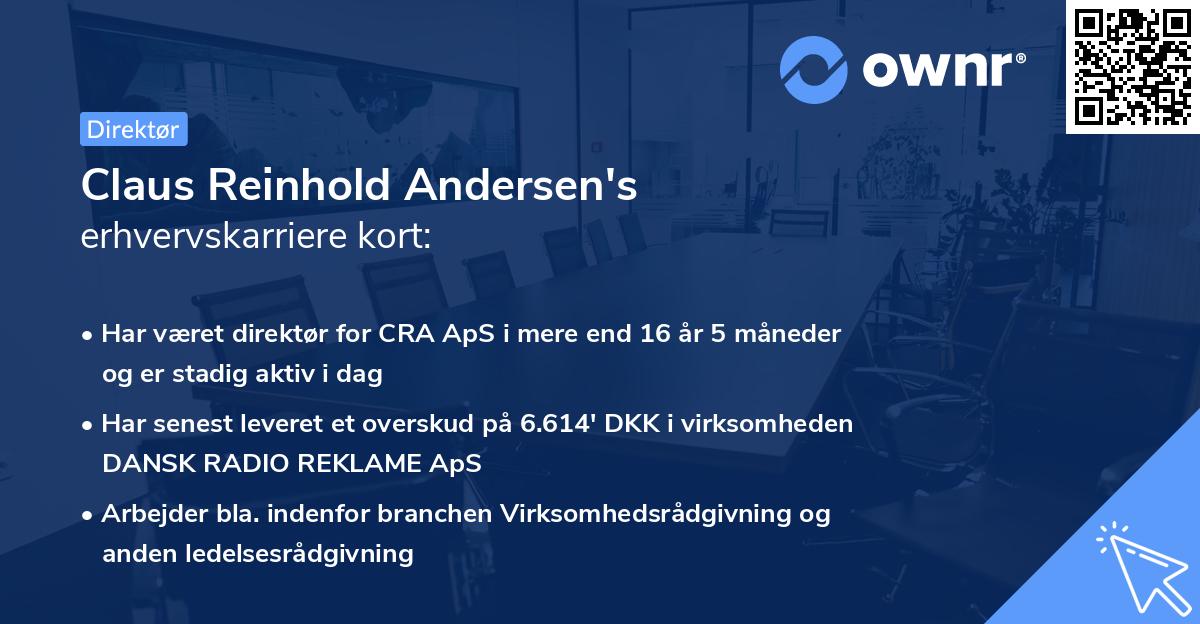Claus Reinhold Andersen's erhvervskarriere kort