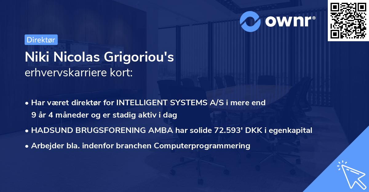 Niki Nicolas Grigoriou's erhvervskarriere kort