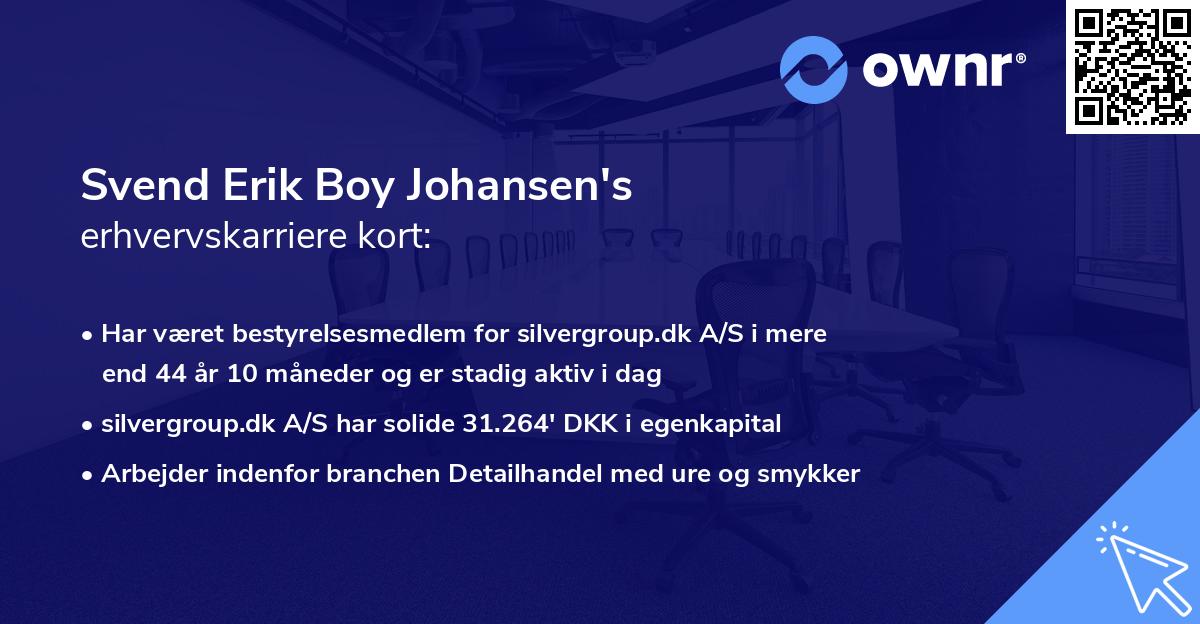 Svend Erik Boy Johansen's erhvervskarriere kort
