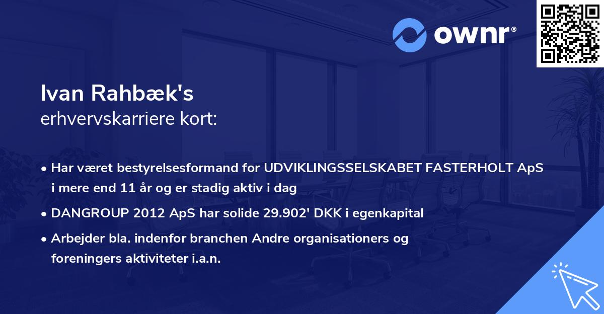 Ivan Rahbæk's erhvervskarriere kort