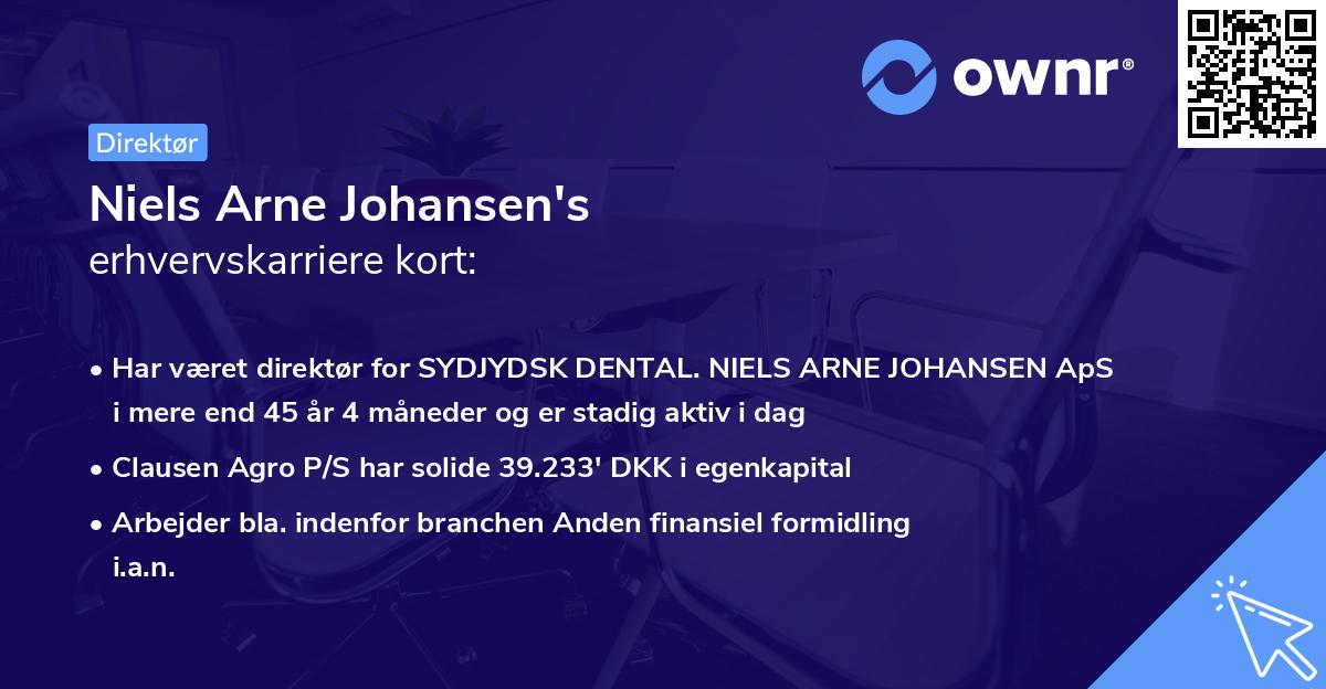 Niels Arne Johansen's erhvervskarriere kort