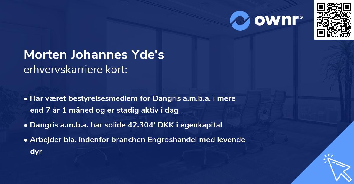 Morten Johannes Yde's erhvervskarriere kort