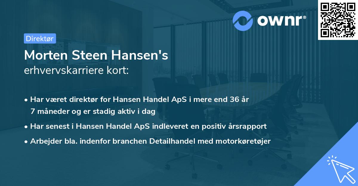 Morten Steen Hansen's erhvervskarriere kort