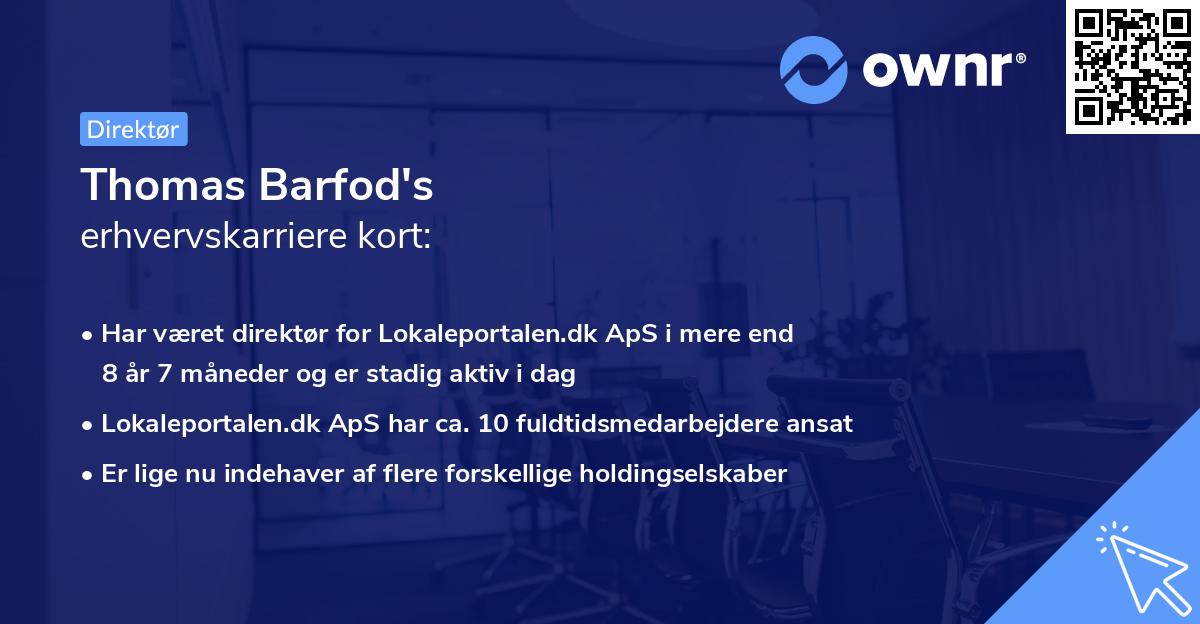 Thomas Barfod's erhvervskarriere kort