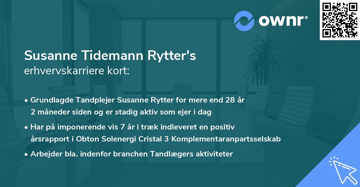 Susanne Tidemann Rytter's erhvervskarriere kort