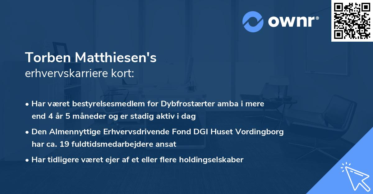 Torben Matthiesen's erhvervskarriere kort