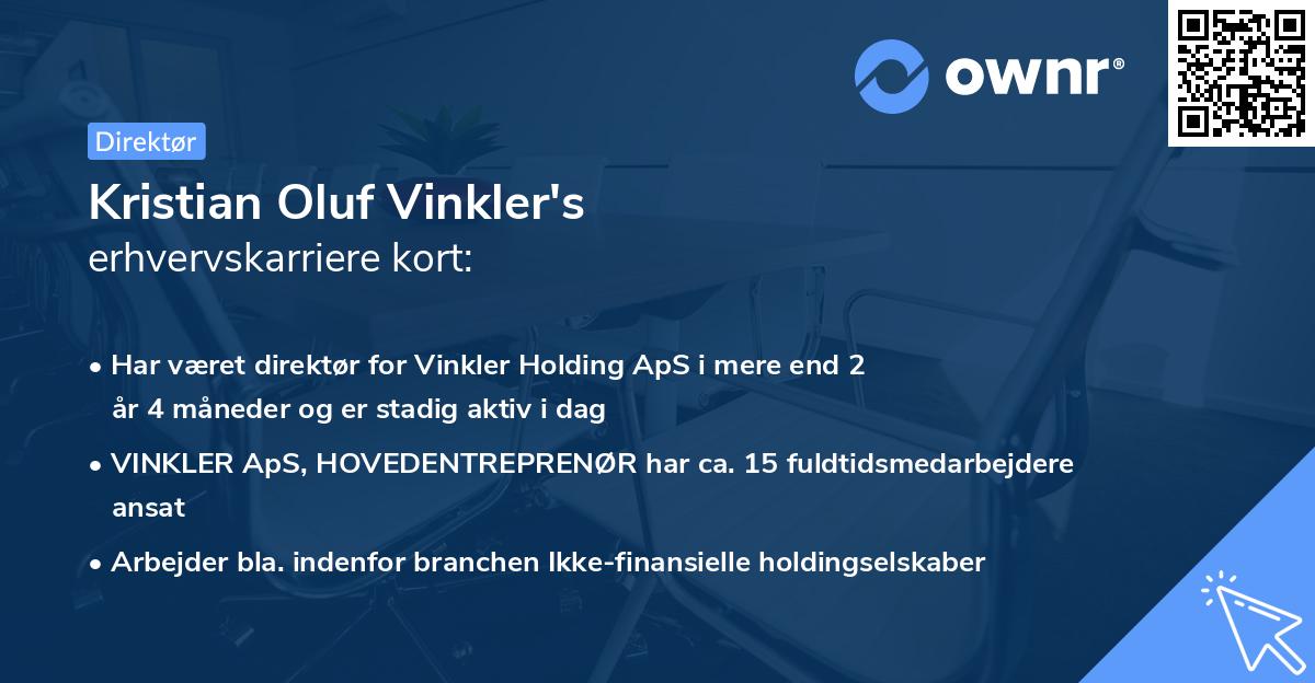 Kristian Oluf Vinkler's erhvervskarriere kort