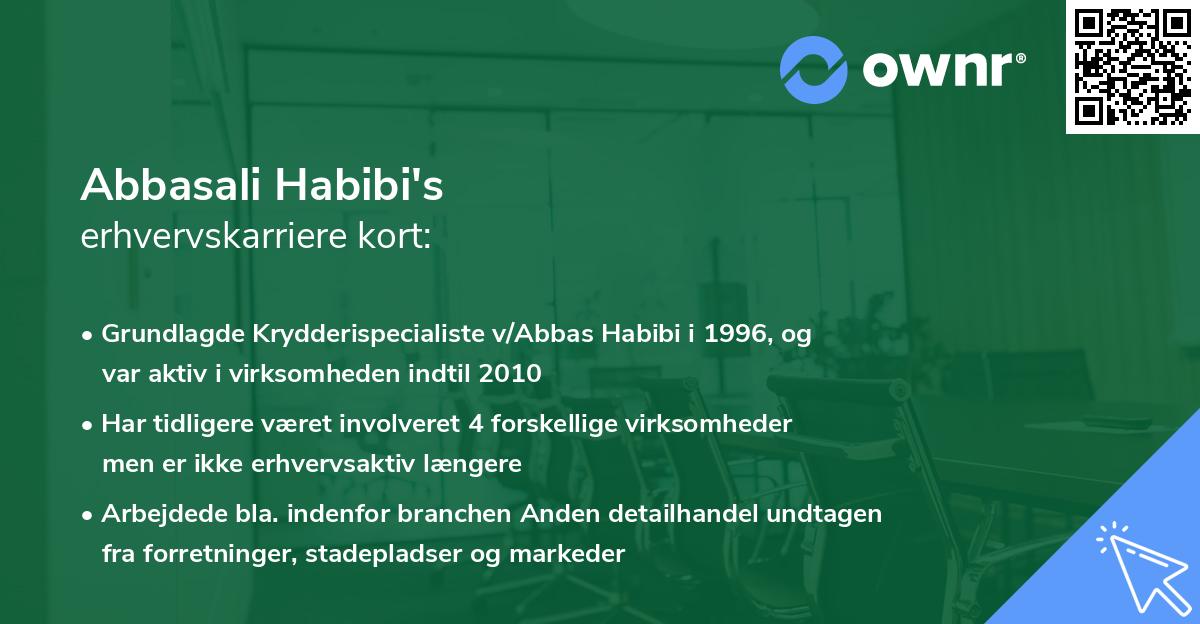 Abbasali Habibi's erhvervskarriere kort