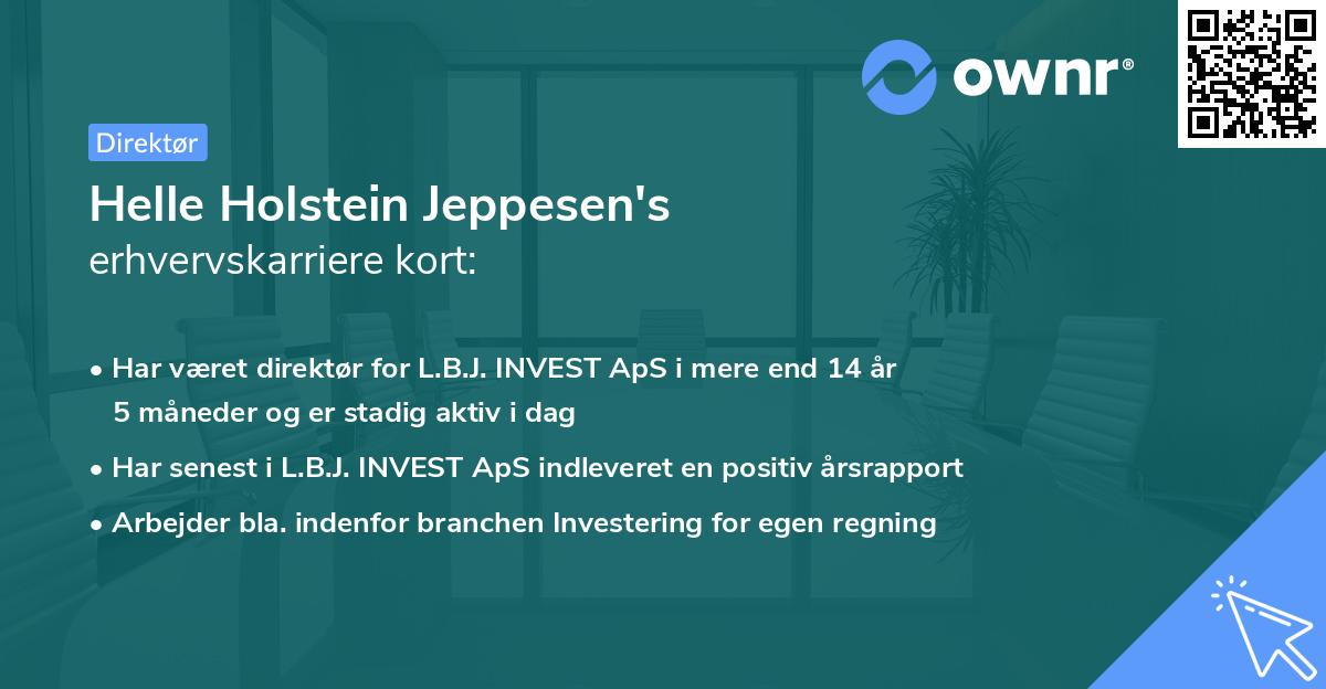 Helle Holstein Jeppesen's erhvervskarriere kort