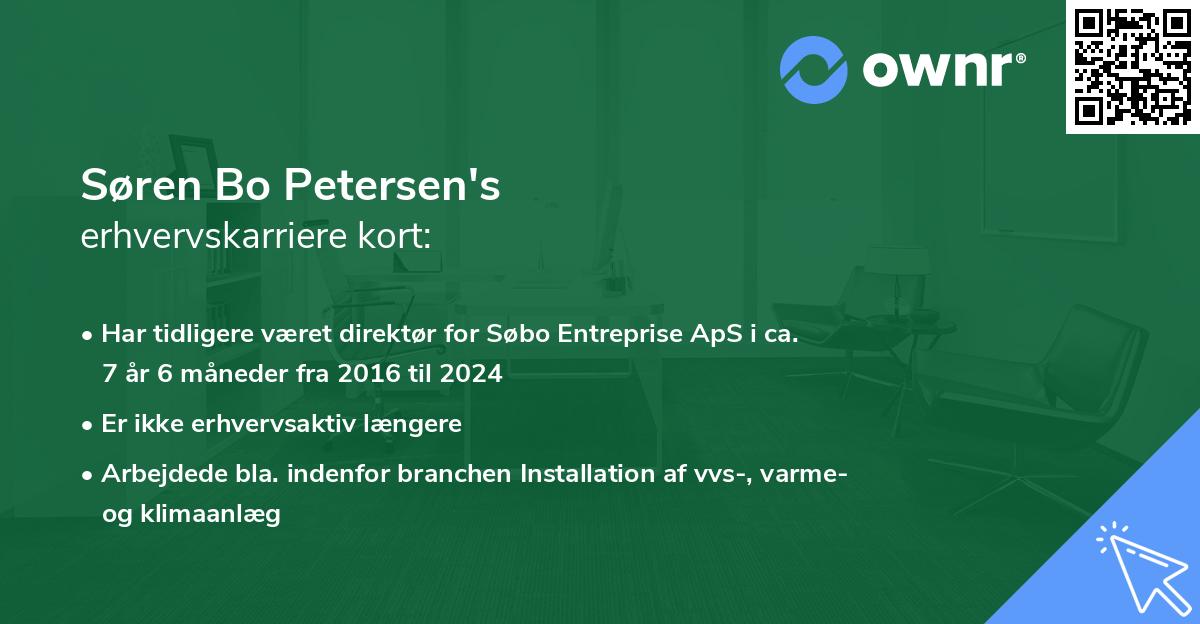 Søren Bo Petersen's erhvervskarriere kort