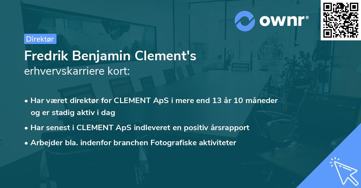 Fredrik Benjamin Clement's erhvervskarriere kort