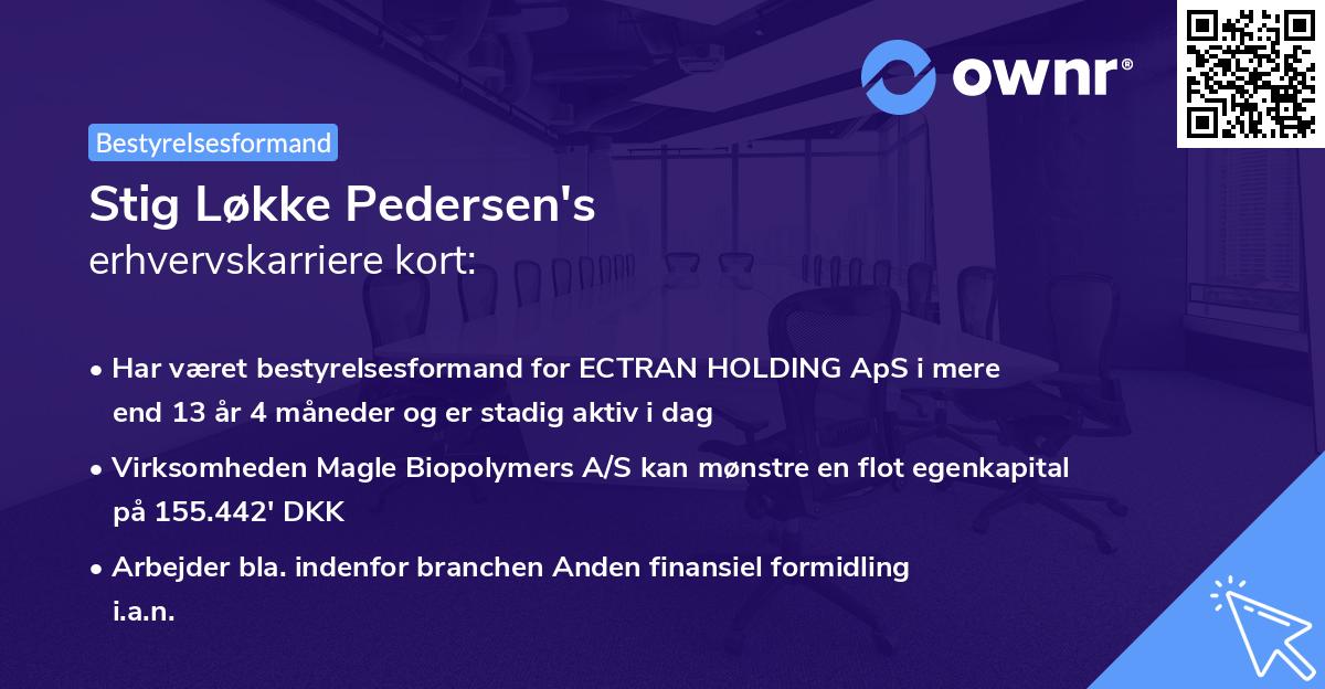 Stig Løkke Pedersen's erhvervskarriere kort