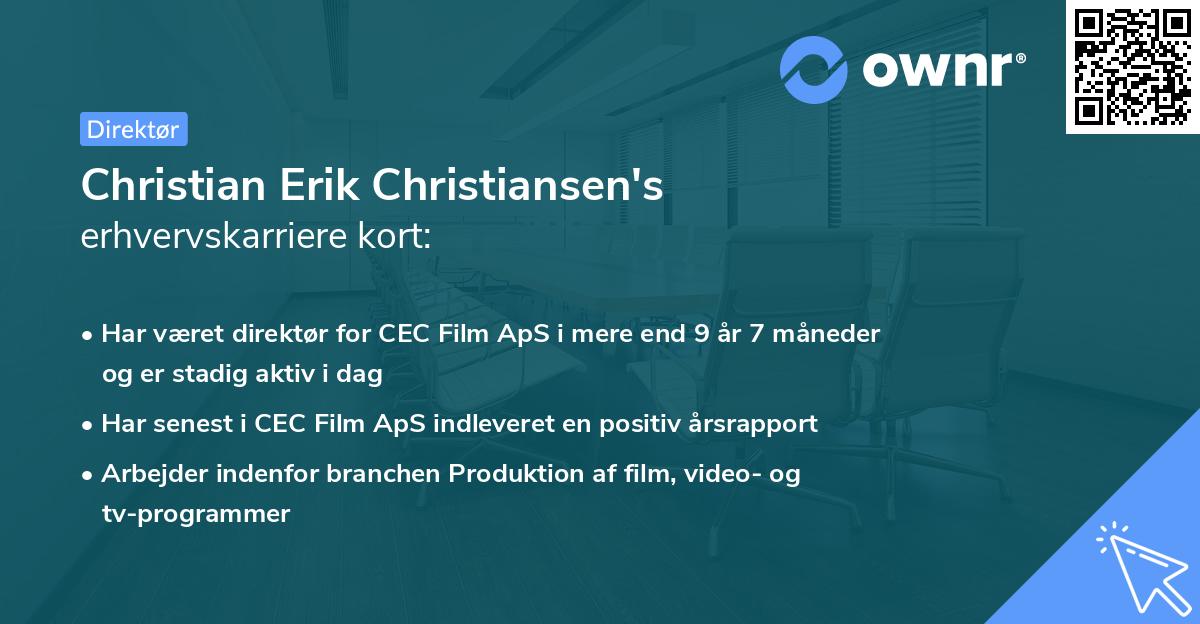 Christian Erik Christiansen's erhvervskarriere kort