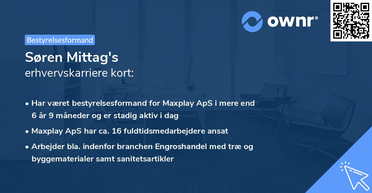 Søren Mittag's erhvervskarriere kort